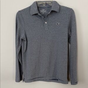 Youth Striped Polo Shirt - Navy Blue